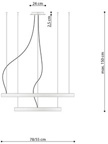 Závesné LED svietidlo Rio 2 55/78, 2x LED 80w, 3000k, b