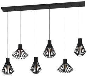 Eglo 390126 - Luster na lanku BASIDANO 6xE27/40W/230V čierna