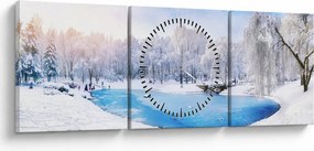 Obraz - Ľadové jazero (s hodinami) (90x30 cm)
