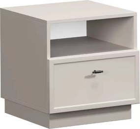 Nočný stolík so zásuvkou Lorini 45 cm - kašmír / čierne úchytky T-bar