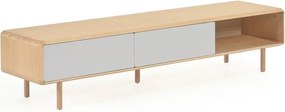 Sivý/v prírodnej farbe TV stolík v dekore jaseňa 180x41x42 cm Anielle – Kave Home