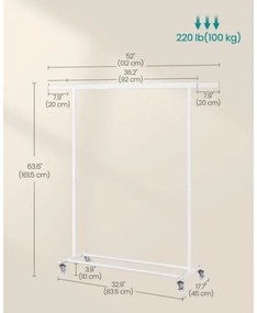 Mobilný stojanový vešiak LINEA biely