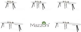 Mazzoni EXPANSO Biely mat / čierne nohy - OVÁLNY ROZKLADACÍ STÔL 160-360 cm PRE 16-18 OSÔB