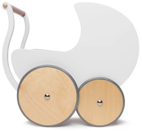 Kinderfeets® Drevený kočík pre bábiky a nácvik chôdze biela