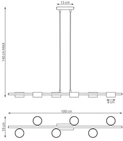 Luster na lanku SORA 6xGX53/12W/230V čierna