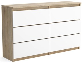 Veľká komoda 6 zásuviek ARIE šírka 120cm Sonoma dub/biela