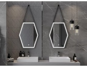 Mexen Orla, LED kúpeľňové zrkadlo s podsvietením a čiernym rámom 60x80 cm, 6000K, ochrana proti zahmlievaniu, 9815-060-080-611-70