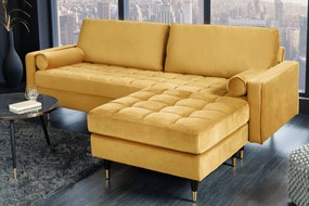 Taburetka Velvet Cozy 80cm horčicovo žltý zamat
