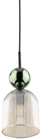 Závesný luster SOPHIA na lanku 1xE14/10W/230V čierna/zelená/dymová béžová
