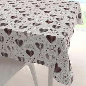 Biante Bavlnený štvorcový obrus Sandra SA-027 Tmavé srdce na smotanovom 90x90 cm