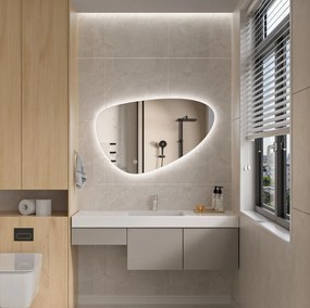 Erga Amelia, asymetrické LED zrkadlo 100x70 cm, 3630 lm, 3 farby svetla, zadné osvetlenie, ERG-V01-407-1070-00