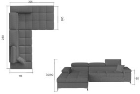 Rohová sedačka s rozkladom a úložným priestorom Rosino L - sivá (Berlin 01) / biela (Soft 17)