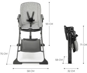 KINDERKRAFT - Detská jedálenská stolička FOLDEE šedá