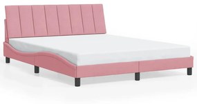 Rám postele s LED svetlami ružový 160x200 cm zamat 3213792