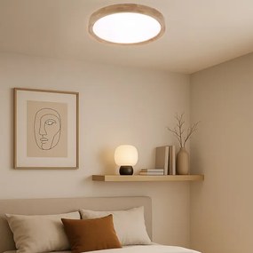 Brilagi - LED stmievateľné svietidlo WOODROUND LED/30W/230V 3000-6000K priemer 40 cm + diaľkové ovládanie