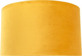 Zamatové tienidlo žlté 35/35/20 so zlatým interiérom