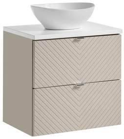 Závěsná skříňka Viva Cashmere Lola s deskou a umyvadlem 60 cm kašmírová/bílá