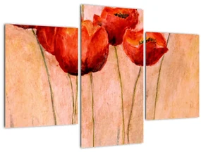 Obraz - Červené tulipány (90x60 cm)