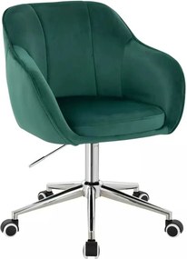 LuxuryForm DESIGN Stolička AVOLA VELUR na striebornej podstave s kolieskami - zelená