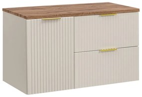 Závěsná skříňka Adele Cashmere s deskou 100 cm kašmírová/dub wotan