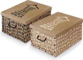 Domopak Úložný box Kraft čierny nápis