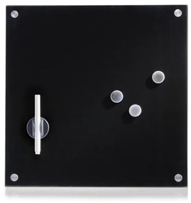 ZELLER Tabuľa, nástenka na poznámky magnetická, sklenená, čierna 40x40cm