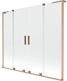 Mexen Velar L Duo, 2-krídlová posuvná vaňová zástena 180 x 150 cm, 8mm číre sklo, medená matná, 896-180-003-02-65