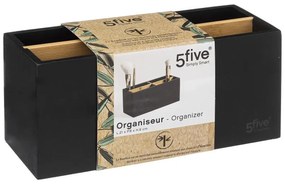 Kozmetický organizér Natureo 4, čierna/s drevenými prvkami