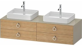 DURAVIT White Tulip závesná skrinka pod dve umývadlá na dosku, 4 zásuvky, 1600 x 550 x 408 mm, dub prírodný masív/taupe vysoký lesk, WT4996BH5H30000