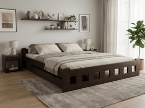 Posteľ Naomi zvýšená 180 x 200 cm, orech Rošt: S lamelovým roštom, Matrac: Matrac DELUXE 10 cm