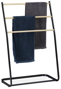 Voľne stojaci kovový držiak na uteráky Relaxdays RD10028914, 86 cm, čierno-hnedý
