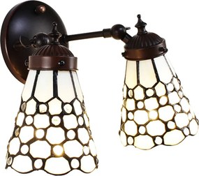 Nástenná lampa Tiffany s bielymi tienidlami Panne - 30*23*23 cm E14/max 2*25W