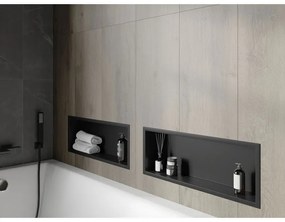 Mexen X-Wall-R, polička na zapustenie na obklad s golierom 60 x 20 cm, čierna matná, 1970602010