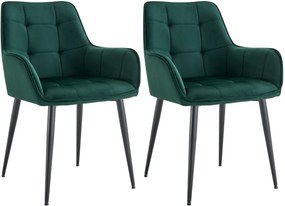 Set 2 jedálenských stoličiek Ferndale - zamat - tmavozelená