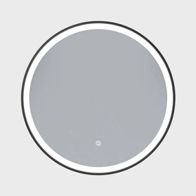 Erga Olivia, okrúhle LED zrkadlo 60cm, čierny kovový rám, 1380 lm, 6500K, predné osvetlenie, ERG-V01-202-6060-BK