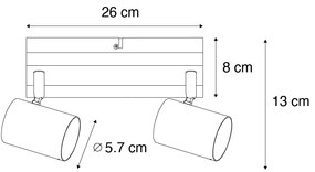 Stropné svietidlo čierne s drevom 2-svetlo nastaviteľné obdĺžnikové - Jeana