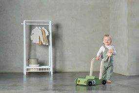 Drevené detské chodítko Jabadabado s mackom/zajačikom, úložný priestor, gumené kolesá