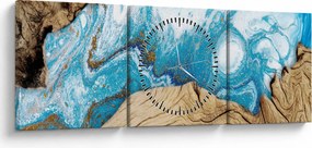 Obraz - Drevo (s hodinami) (90x30 cm)