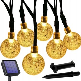 BERGE LED solárna reťaz - 30x LED žiarovka gule - 5m