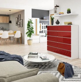 Komoda K140 10SZ CLP červená lesk