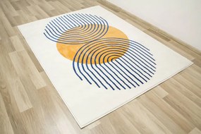Koberec Victoria F499A krémový / tmavomodrý, abstraktný / geometrický