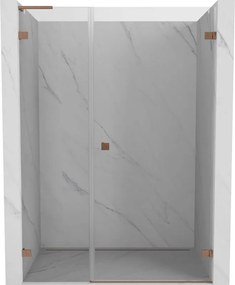 Mexen Lunar-B, L Otočné pravé sprchové dvere 150 cm, 8mm číre sklo, medený matný profil, 832SL-150-050-65-00-P