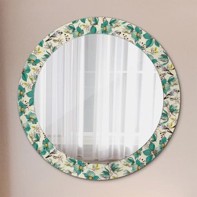 Okrúhle zrkadlo s potlačou Kvety a vtáky fi 70 cm