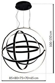 LED Luster na lanku COPERNICUS 1xLED/260W/230V čierna