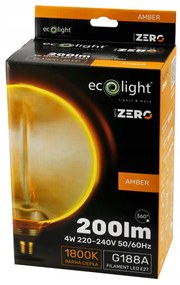 ECOLIGHT Dekoratívna LED žiarovka E27 4W 200lm G188 Amber Retro - rada ZERO