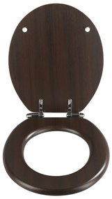 Tmavé WC sedadlo s jednoduchým zatváraním Wenko Wenge, 43 x 37 cm