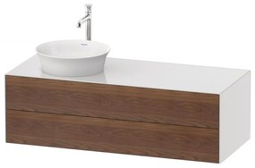 DURAVIT White Tulip závesná skrinka pod umývadlo na dosku vľavo, 2 zásuvky, 1300 x 550 x 408 mm, americký orech masív/biela vysoký lesk, WT4987L7785