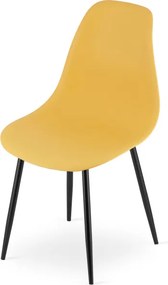 Set troch jedálenských stoličiek WAT horčicový - čierne nohy (3 ks)
