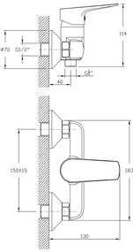 Aqualine - Sprchová batéria LOTTA matná čierna