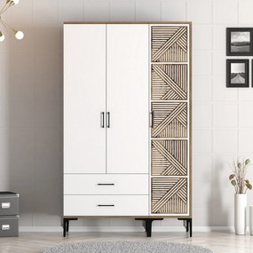 Šatníková skriňa Kiara PT (orech + biela). Akcia -18%. Vlastná spoľahlivá doprava až k Vám domov. 1088433